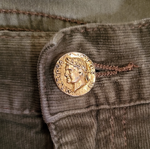 Calvin Klein Flare corduroy pants size 8 with hand sewn gold plated button - Picture 9 of 9